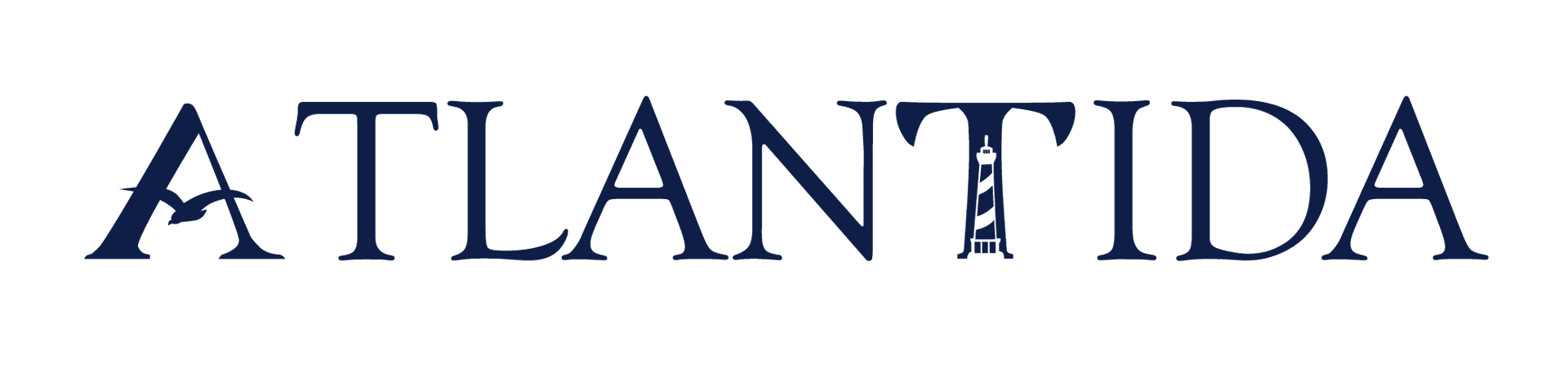 Logo Atlántida — gaviota en la A, faro en la T